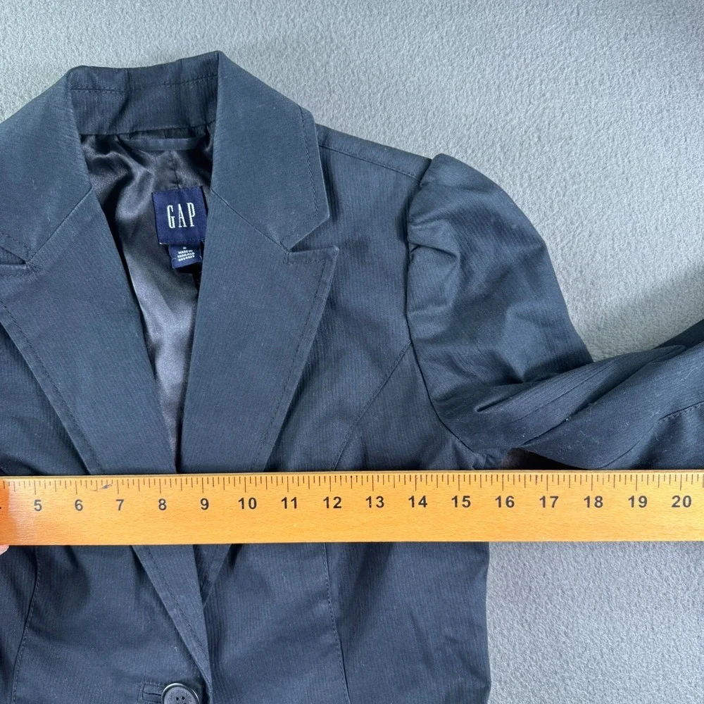 Vintage 2005 Gap Blazer Women 2 Charcoal Jacket Y2K Single Button Work Puff Crop